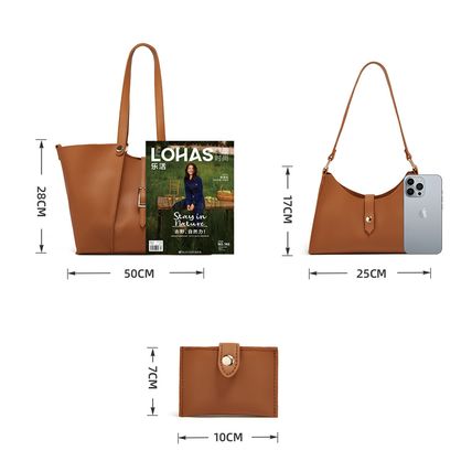 Women Fashion Handbags Wallet Tote Bag Shoulder Bag 3pcs Brown