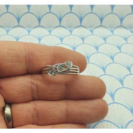 Vintage 925 Sterling Silver and Diamonique CZ Valentine Heart Ring with Box
