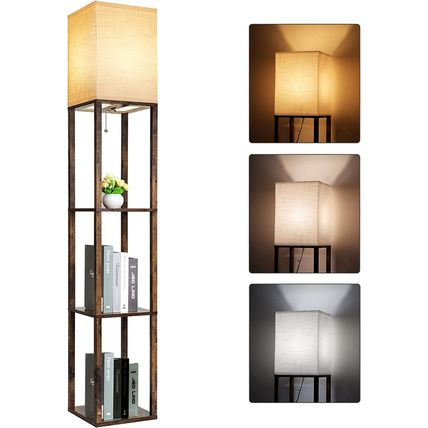 RUNTOP Floor Lamp with Shelves, Modern Shelf Lamp for Display Storage, 3 Color T
