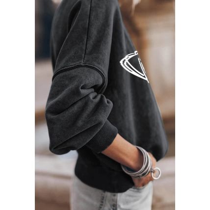 Black Rugby game day Graphic Pullover Sweatshirt