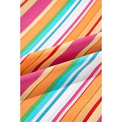 Orange Stripe Plus Size Boho Smocked Waist Loose Pants