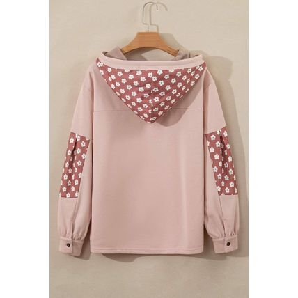 Delicacy Floral Patchwork Star Pattern Drawstring Hoodie