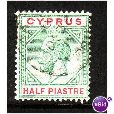 Cyprus 1912 SG 75 1/2 pi Green and Carmine fine used