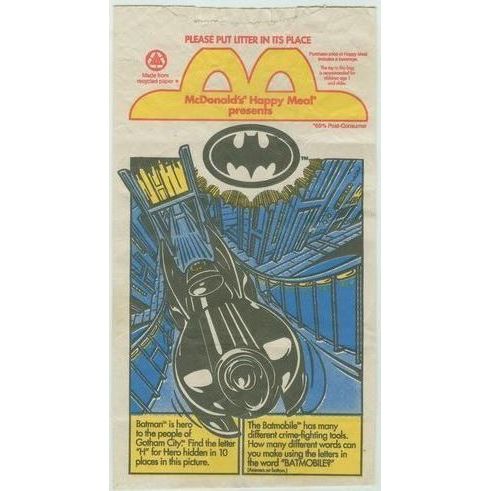 1992 McDonalds Batman Happy Meal Bag