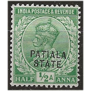Patiala (ICS) 1912 SG49 1/2a Green Mounted Mint . ..