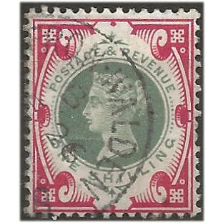 1900 SG214 1/- Green & Carmine Very Fine Used SAFRON WALDEN CDS ..