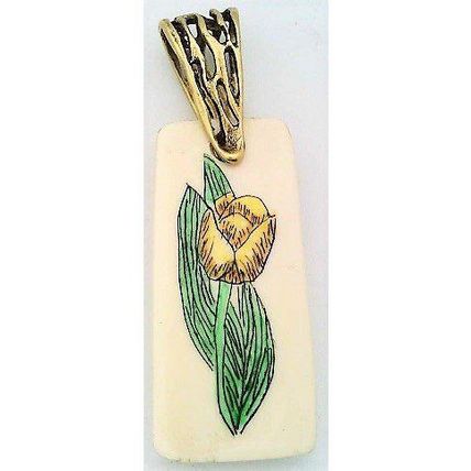 Scrimshaw Flower Pendant 11