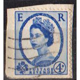 GB 1953 4d blue used on paper SG521