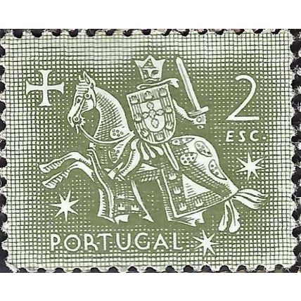 PORTUGAL, King Dinis, horseback, olive-grey 1953, 2Esc