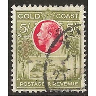 Gold Coast 1925 SG112 5/- Carmine & Sage-Green Fine Used ..