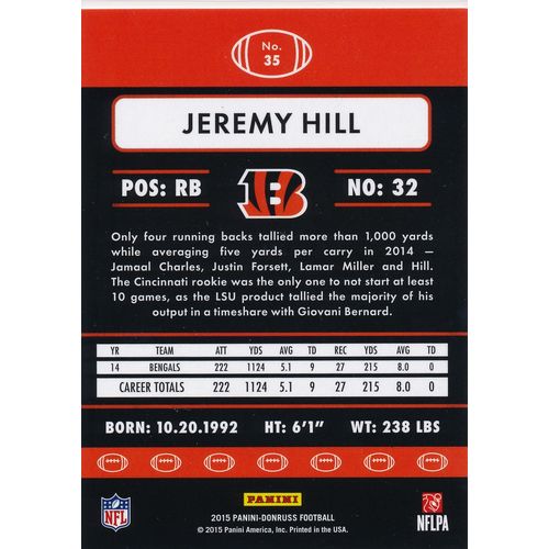 2015 Donruss Football 35 Jeremy Hill Cincinnati Bengals