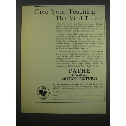 1929 Pathe Educational Motion Pictures Ad - Teaching