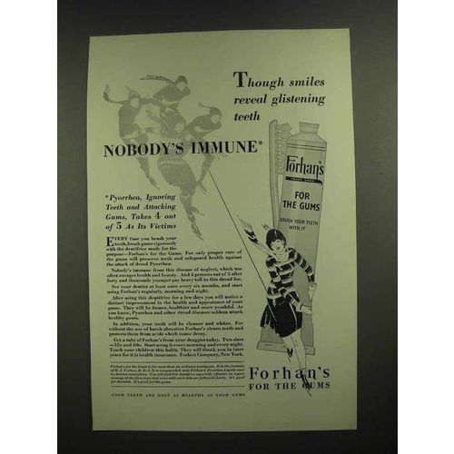 1929 Forhan's Toothpaste Ad - Reveal Glistening Teeth