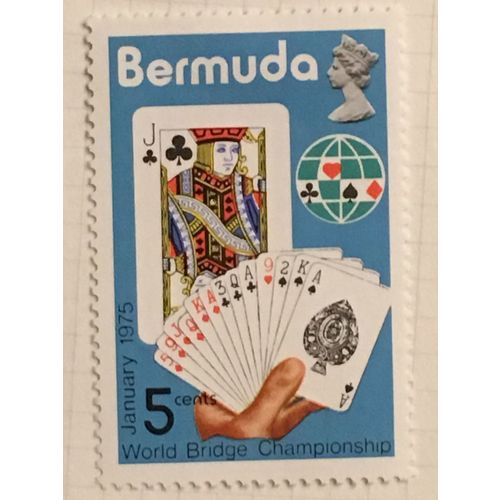 Bermuda QEII 1975 Bridge 5c Jack Clubs Good Hand Mint SG 324 Sc312 postage stamp