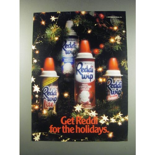 1991 Reddi Wip Whipped cream Ad - Get Reddi for the holidays