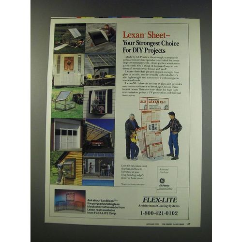 1991 GE Plastics Lexan Sheet Ad - your strongest choice for DIY Projects