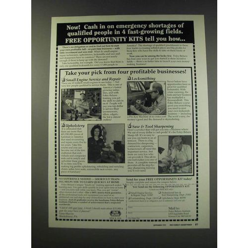 1991 Foley-Belsaw Institute Ad - Now! Cash in on emergency shortages