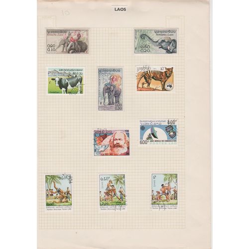 Laos page of 10 with Elephants martial arts & communications