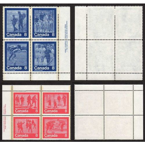 Canada 1974, Keep Fit (Winter Olympics) plate blocks. MNH. Scott #632a, 647a