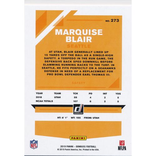 2019 Donruss Football Red Press Proof Parallel 273 Marquise Blair RC Seahawks