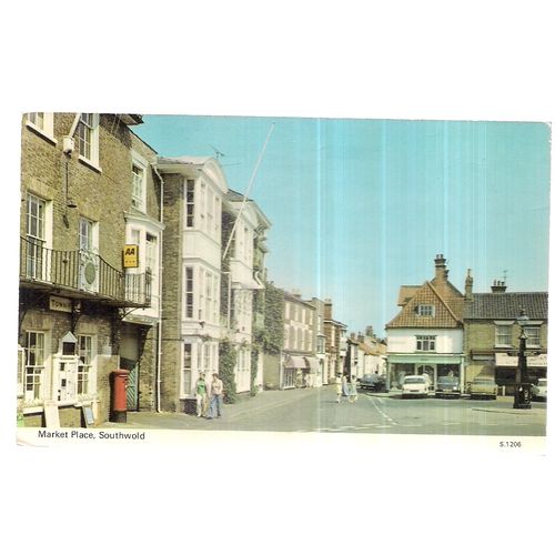 MARKET PLACE, SOUTHWOLD. SUFFOLK used vintage postcard by Dennis 1977 postmark /