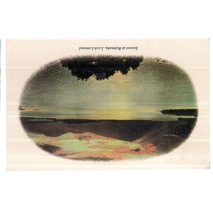 sunset at BALMAHA, LOCH LOMOND, SCOTLAND used postcard 1979 postmark =