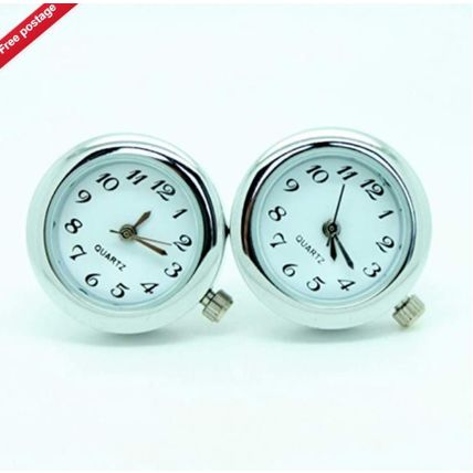 2P Accurate Watch Cufflinks Movement Silver Cuff Link Wedding Gift With Battery