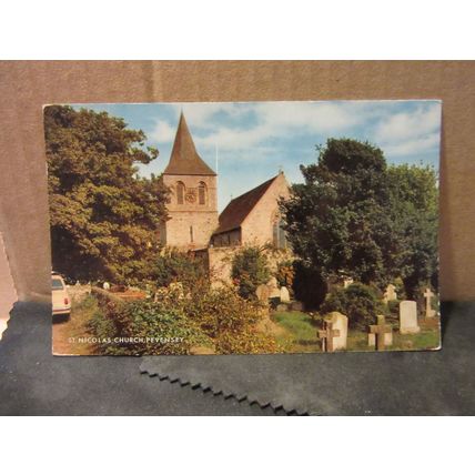 ST. NICHOLAS CHURCH, PEVENSEY, Sussex used vintage postcard J. Salmon 1970 pm =