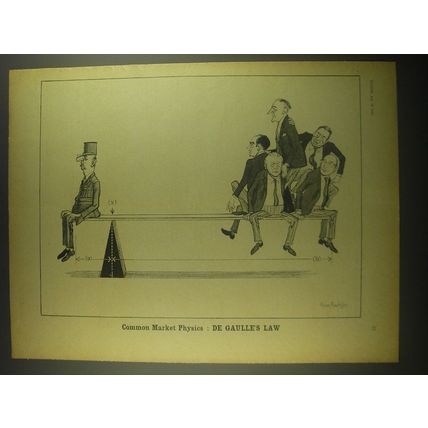 1967 Cartoon by Norman Mansbridge - Common Market Physics : De Gaulle's Law