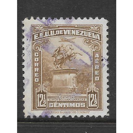 VENEZUELA 1940 STATUE OF BOLIVAR AT CARCACAS 12 1/2c BROWN SG 754 FINE USED#