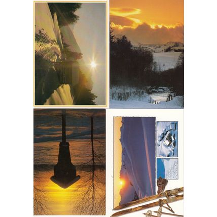 Austria Golden Sunset Ski Shoes Sword 4x Austrian Postcard s