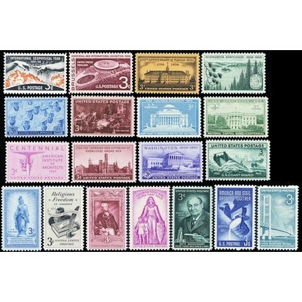 50 Different Mint Collectible 3 Cent Postage Stamps All Over 50 Years Old