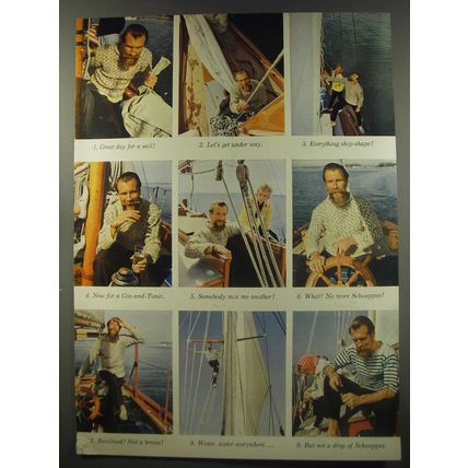 1956 Schweppes Tonic Water Ad - Great day for a sail