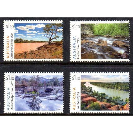 AUSTRALIA: 2022, AUSTRALIAN RIVERS, SET OF 4 USED SHEET PERF STAMPS 328/9 +