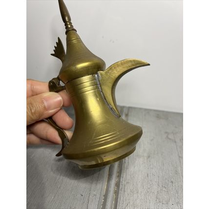 Vintage Middle East Hand Made Metal Brass Tea Coffee Pot Pitcher W/ Spout Small