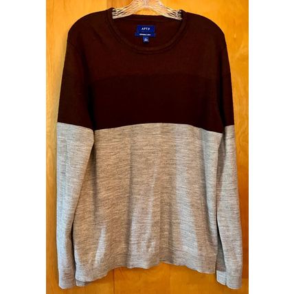 Brown/Grey crew neck Sweater Men's XL Apt 9 Seriously Soft