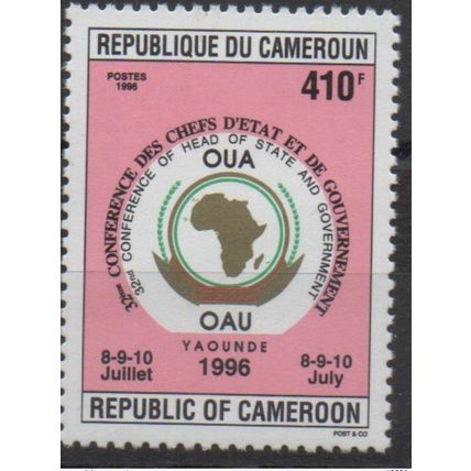 Cameroun 1996 410F Mi. 1224 OUA Map Carte Conférence Chefs d'Etat 8-9-10 Juillet
