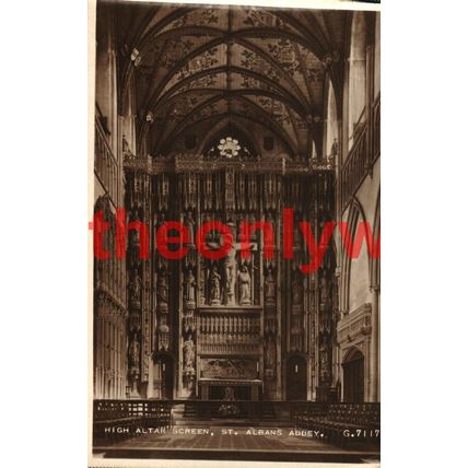 High Altar Screen, St Albans Abbey, Herts, Valentines G7117, Postcard