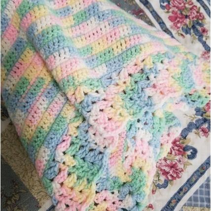 Handmade Pastel Rainbow Crochet Baby Blanket