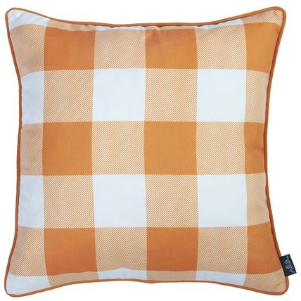 Set Of 2 18" Fall Season Pumpkin Gingham Throw Pillow Cover