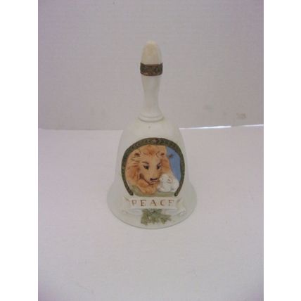 Vintage Enesco Bell Music Box Peace Lion and the Lamb Plays Amazing Grace