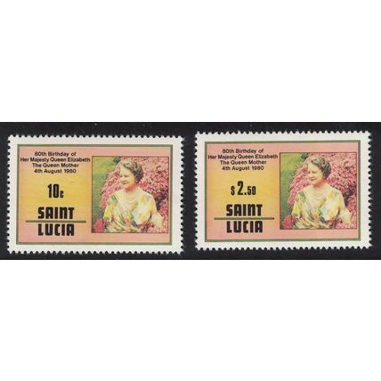 St. Lucia 80th Birthday of The Queen Mother 2v 1980 MNH SG#534-535