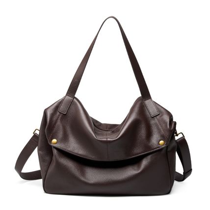 Genuine Leather Women Top Handle Shoulder Handbags Brown