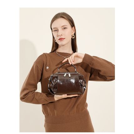 Genuine Leather Women Purses and Handbags Shoulder Tote Bags Brown