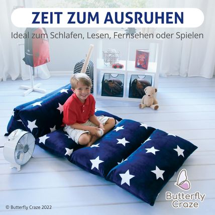 Floor Pillow Case Mattress Bed Lounger Cover Star Navy King Cozy Kids & Adults