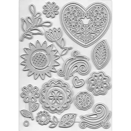 Tonic Studios. Folksy Floral Embellishments Die Set. Die Cutting Cardmaking