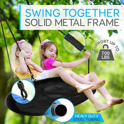 Serenelife Saucer Swing with Tree Hang Kit, 40” Outdoor Tree Swing, 2 Adjustable