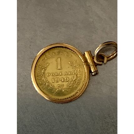 Vintage pendant -rare 1849 1 usd gold coin