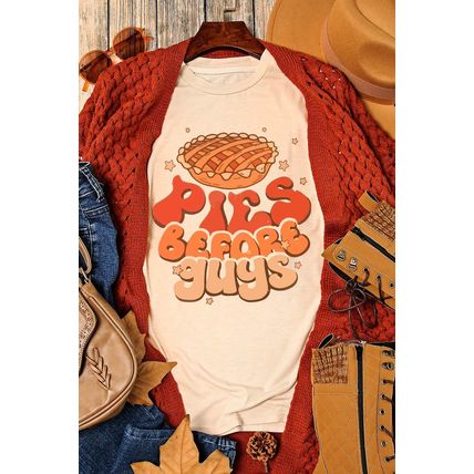 Khaki PIES BEFORE GUYS Thanksgiving Fashion Tee