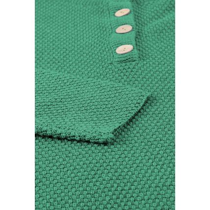 Green-2 Henley Pullover Drop Shoulder Sweater with Slits